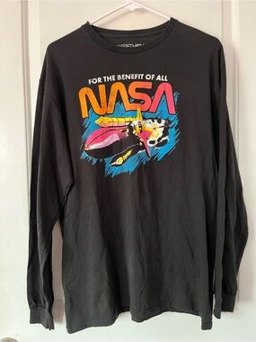 NASA Fifth Sun Black Graphic Tee with White Label Print